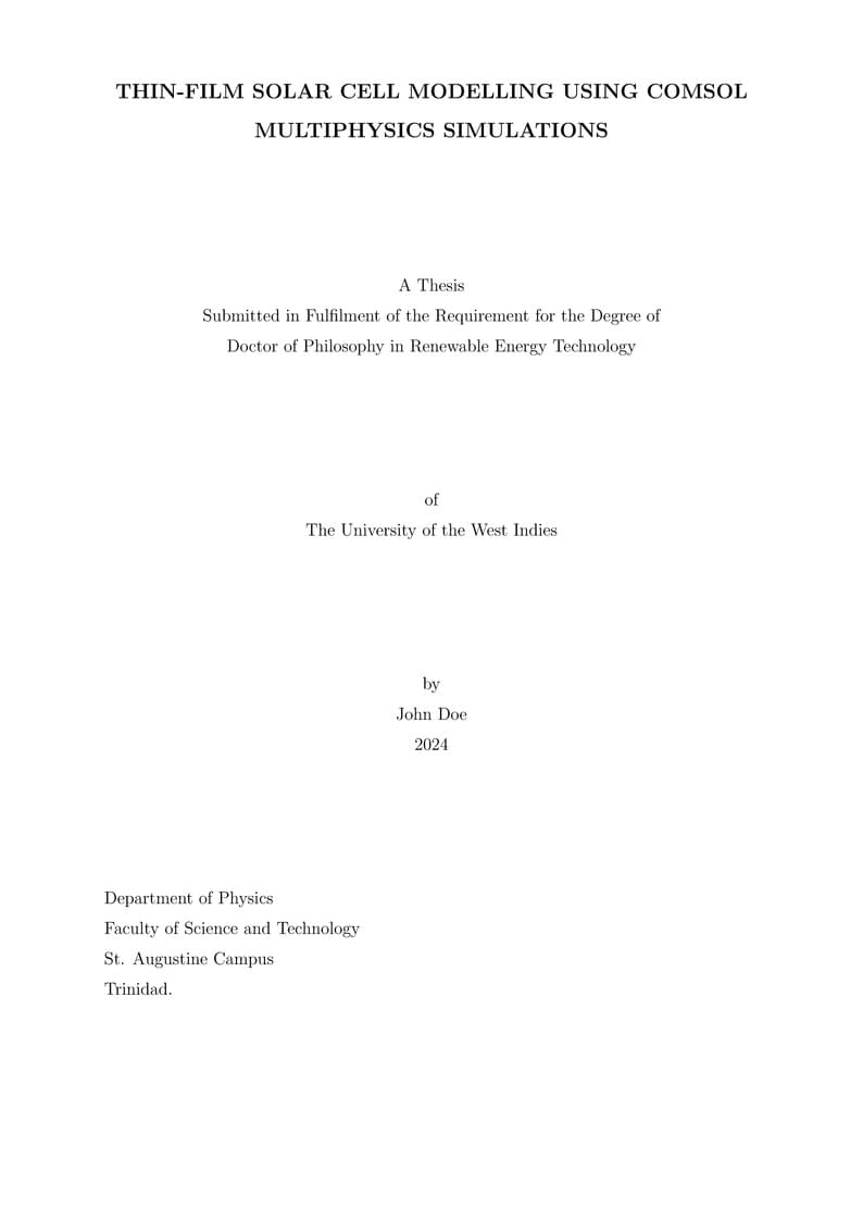 Thesis Template for The University of the West Indies
