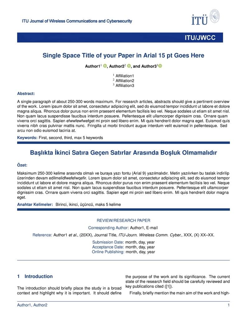ITU JWCC Latex Template