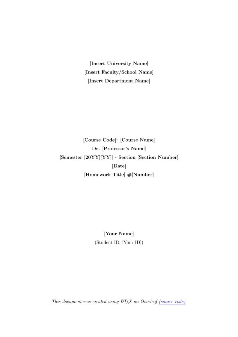 Engineering/Mathematics Homework Assignment Template