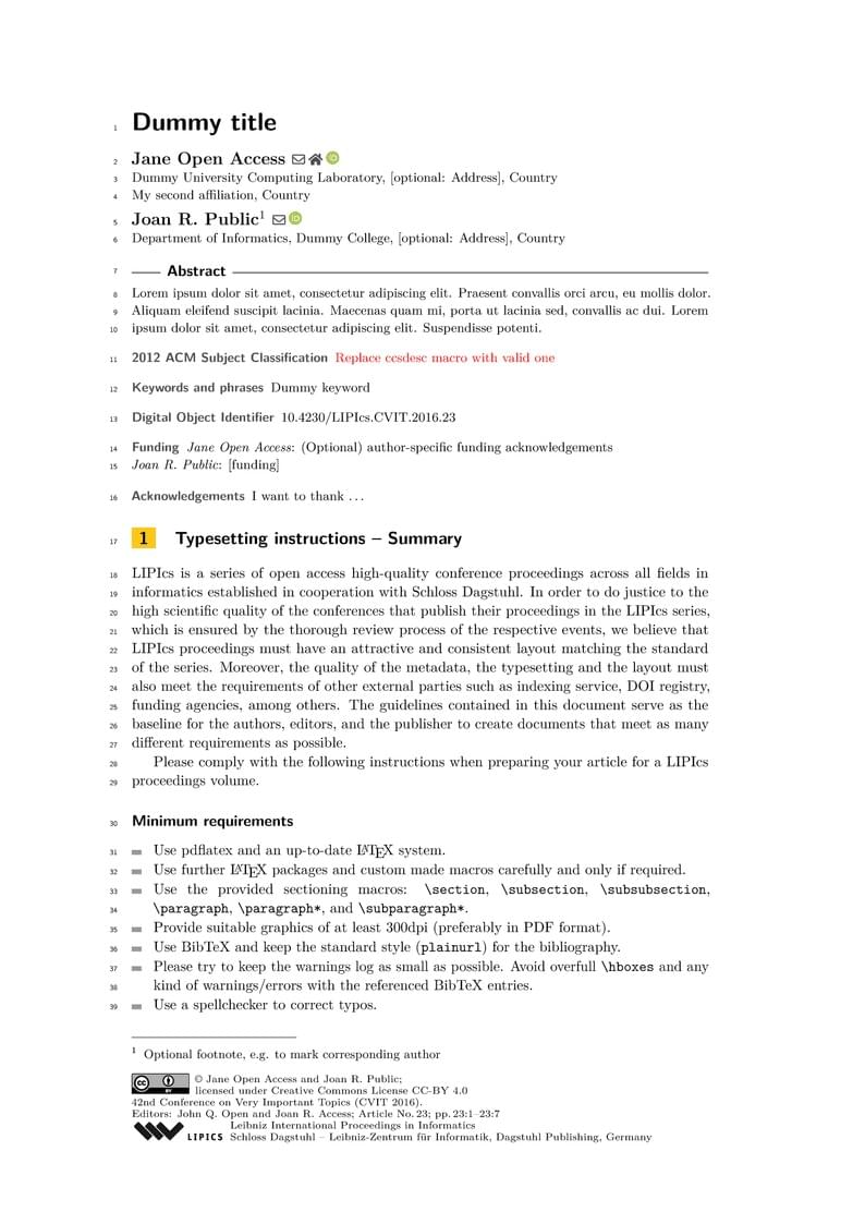 LIPIcs 2021 Version Sample