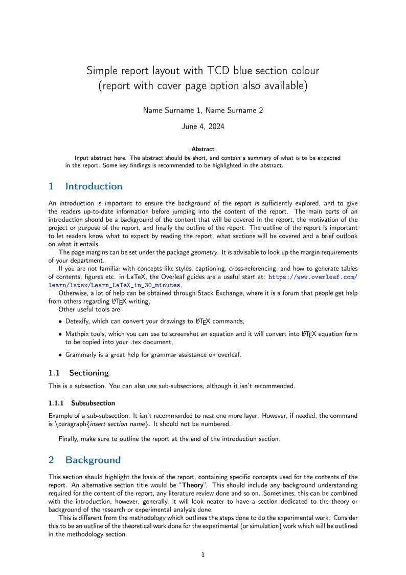 Trinity College Dublin Simple/Module Report Style