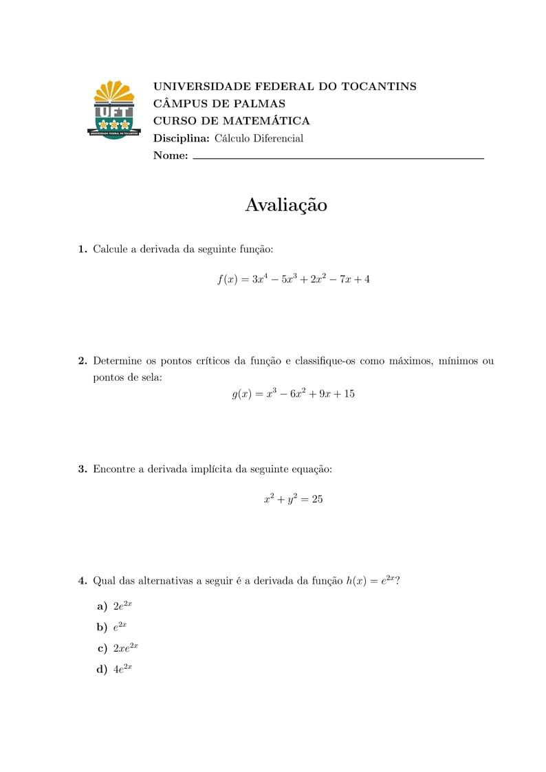 Modelo de Prova UFT