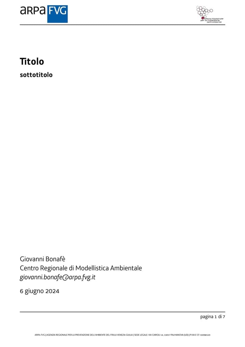 ARPA-FVG technical report template (Italian)