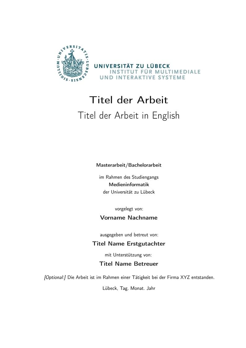 Universität zu Lübeck - IMIS Thesis Template v1.0.3