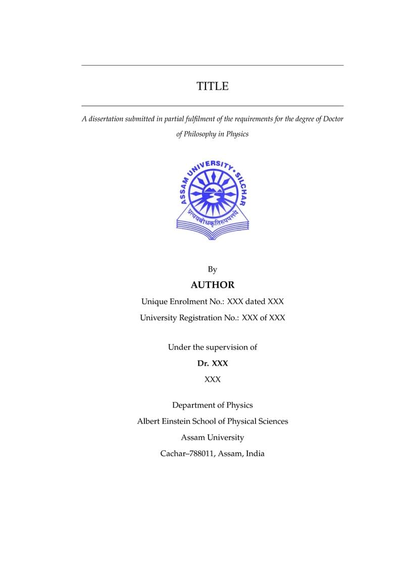 Thesis Template for Assam University