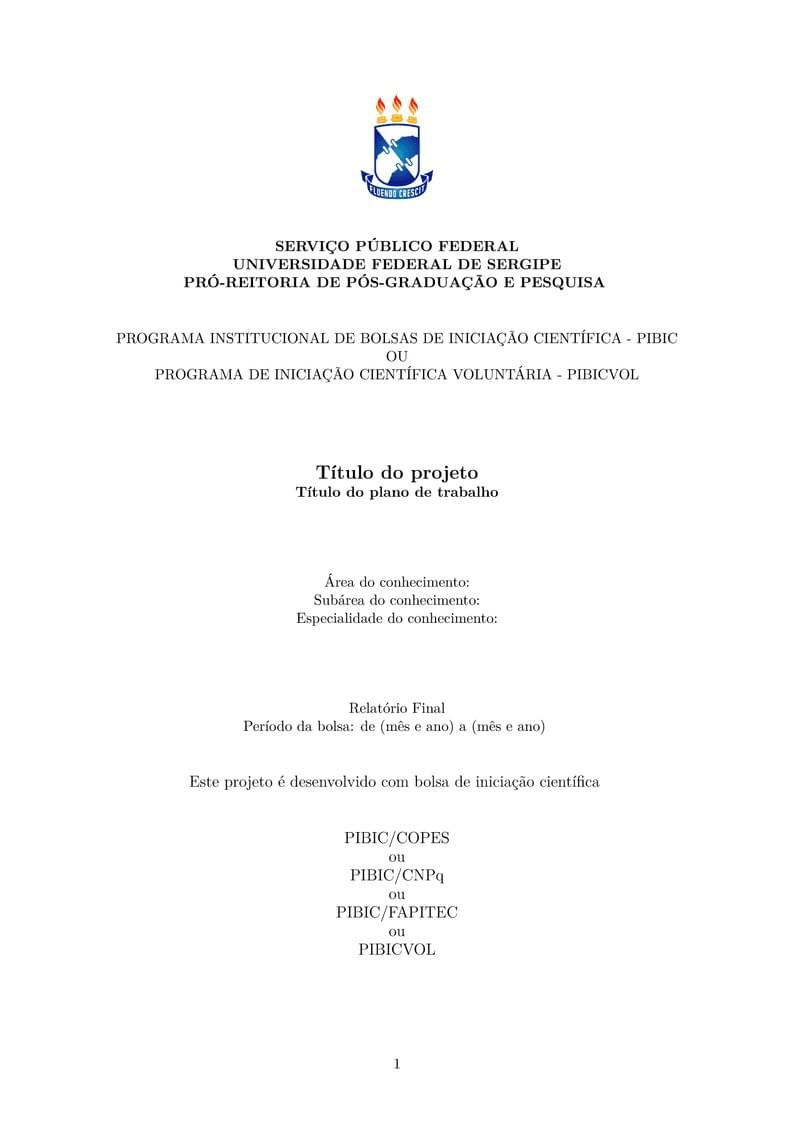 Modelo - Relatório PIBIC-UFS