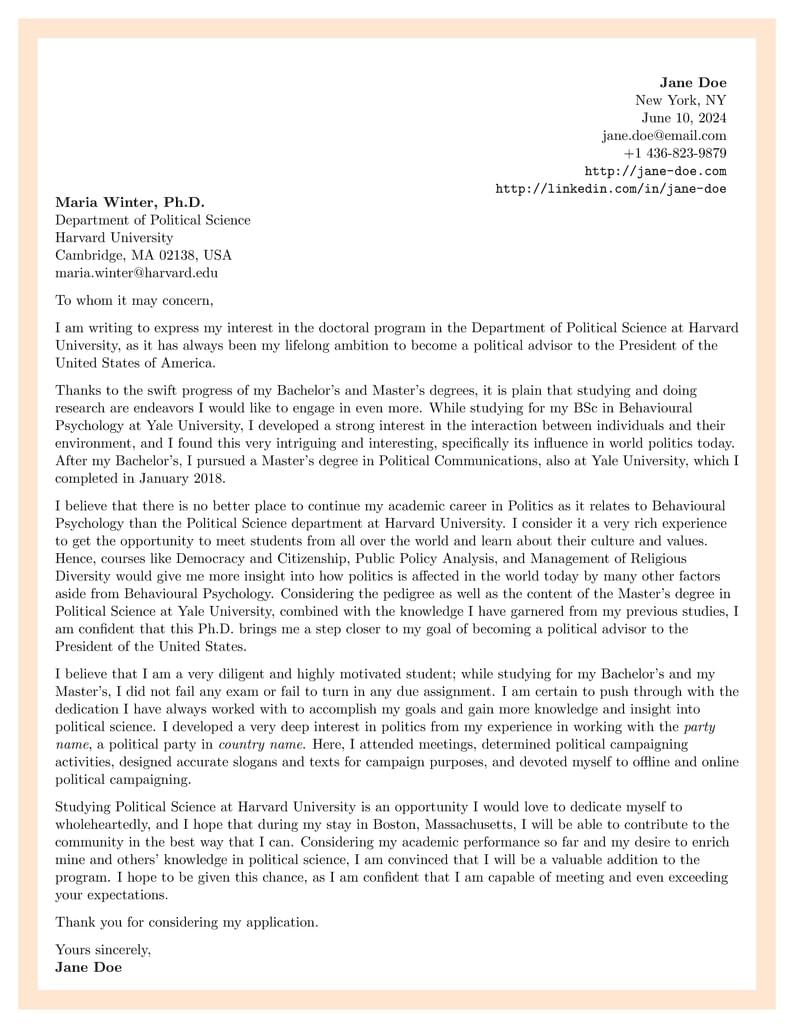 Simple Motivation Letter for PhD Position