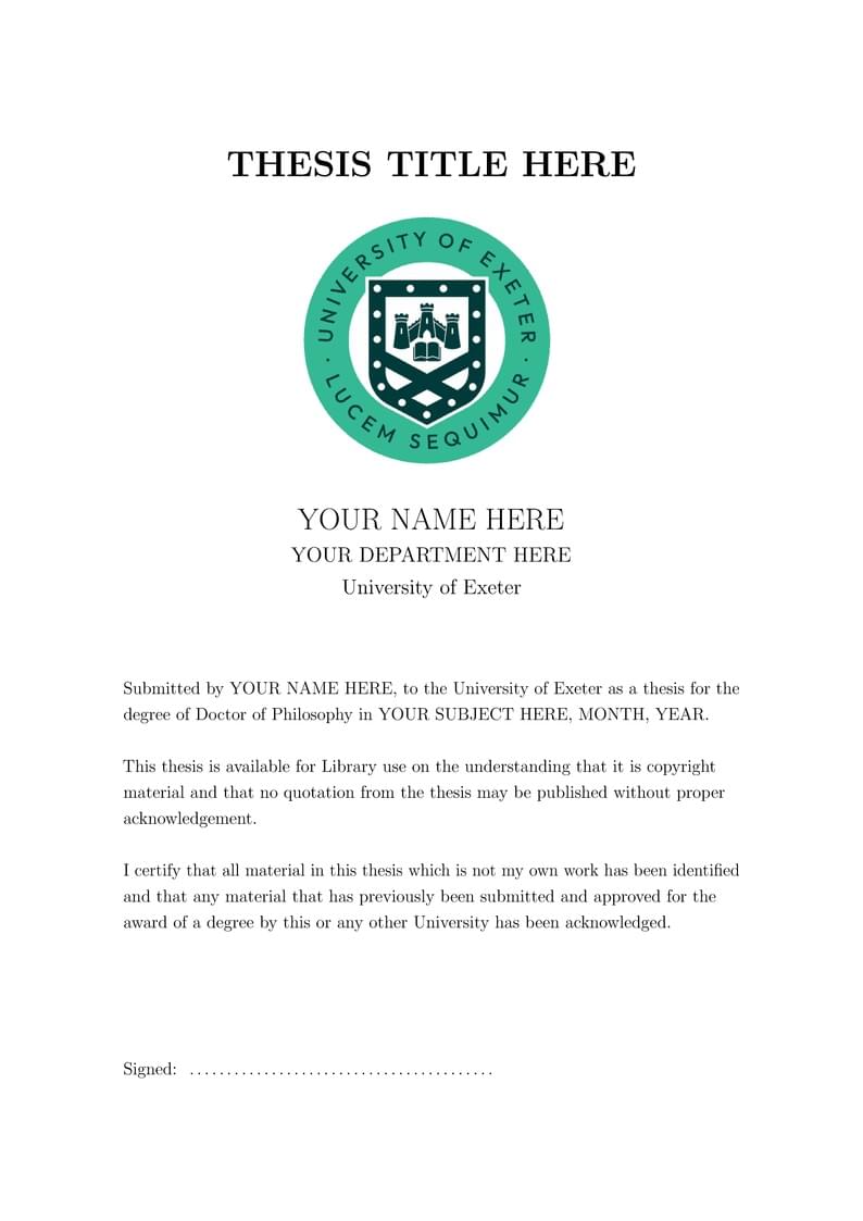 University of Exeter - Ph.D. Thesis Template