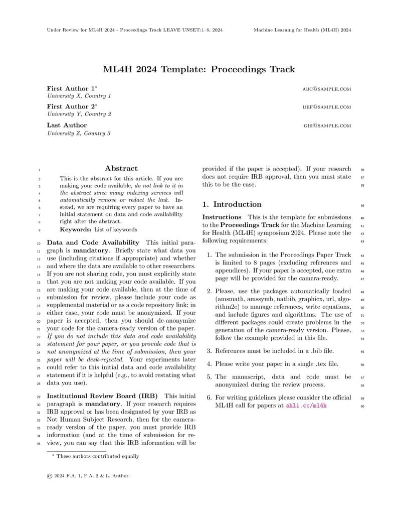 ML4H 2024 Proceedings Template