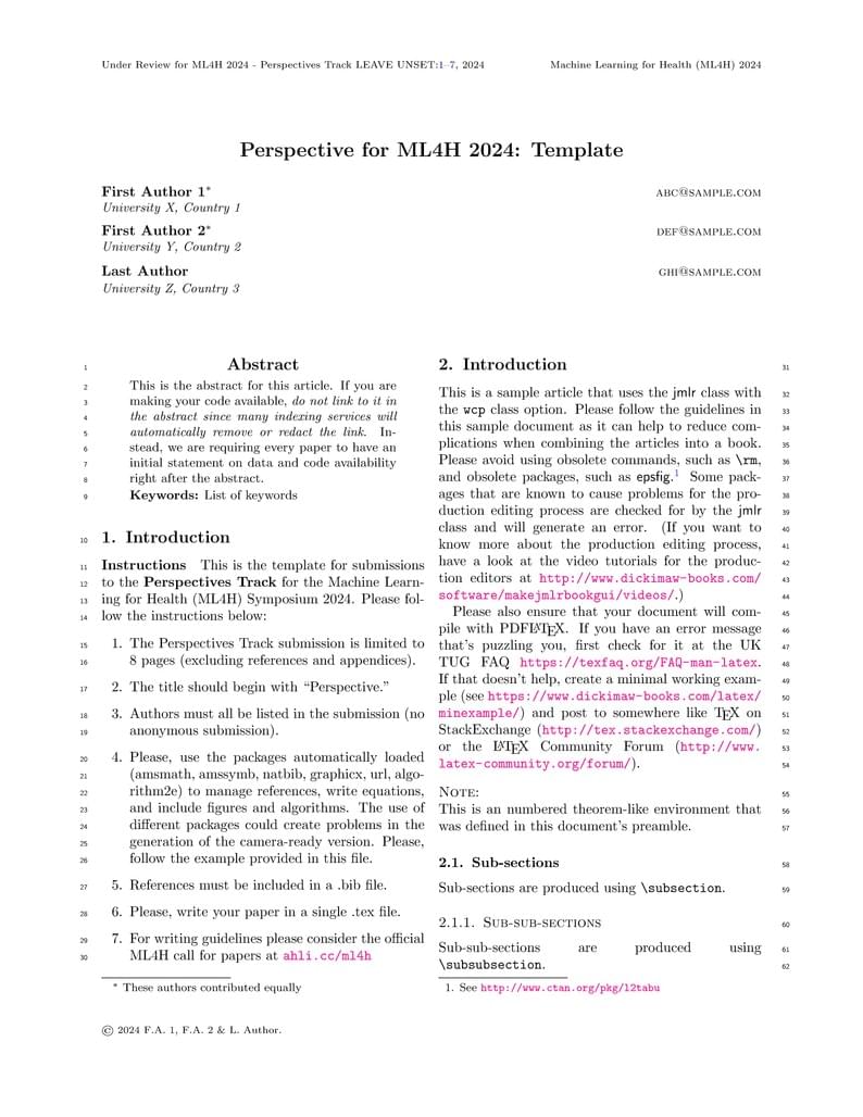 ML4H 2024 Perspectives Template