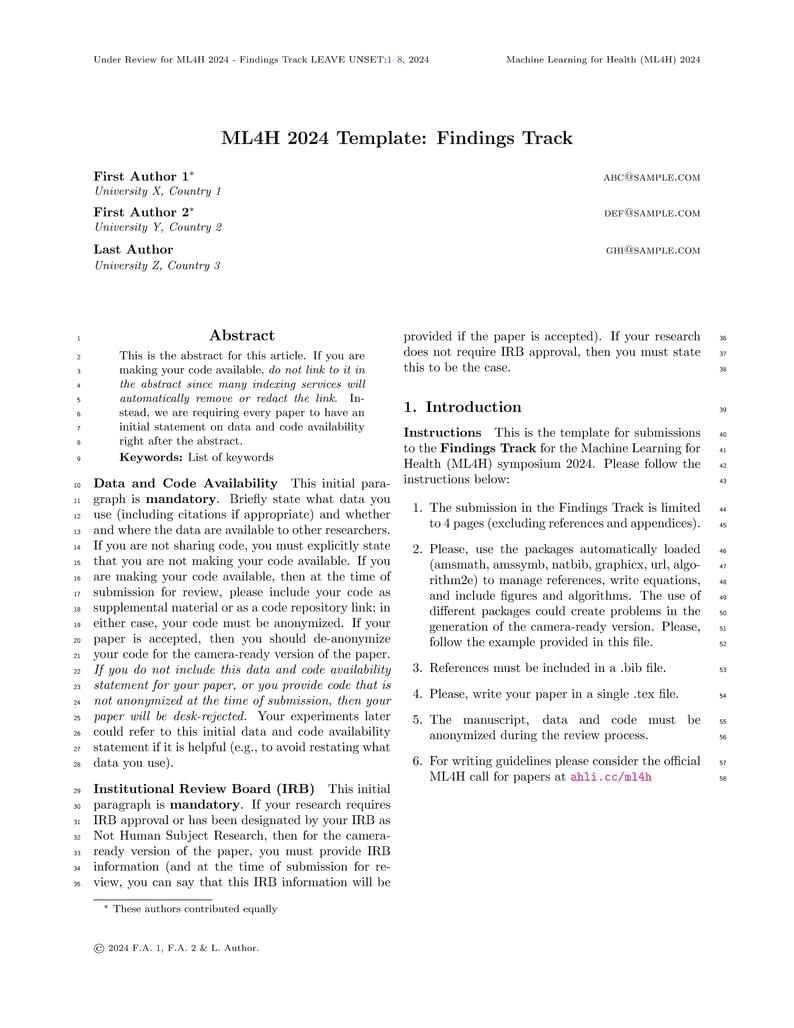 ML4H 2024 Findings Template