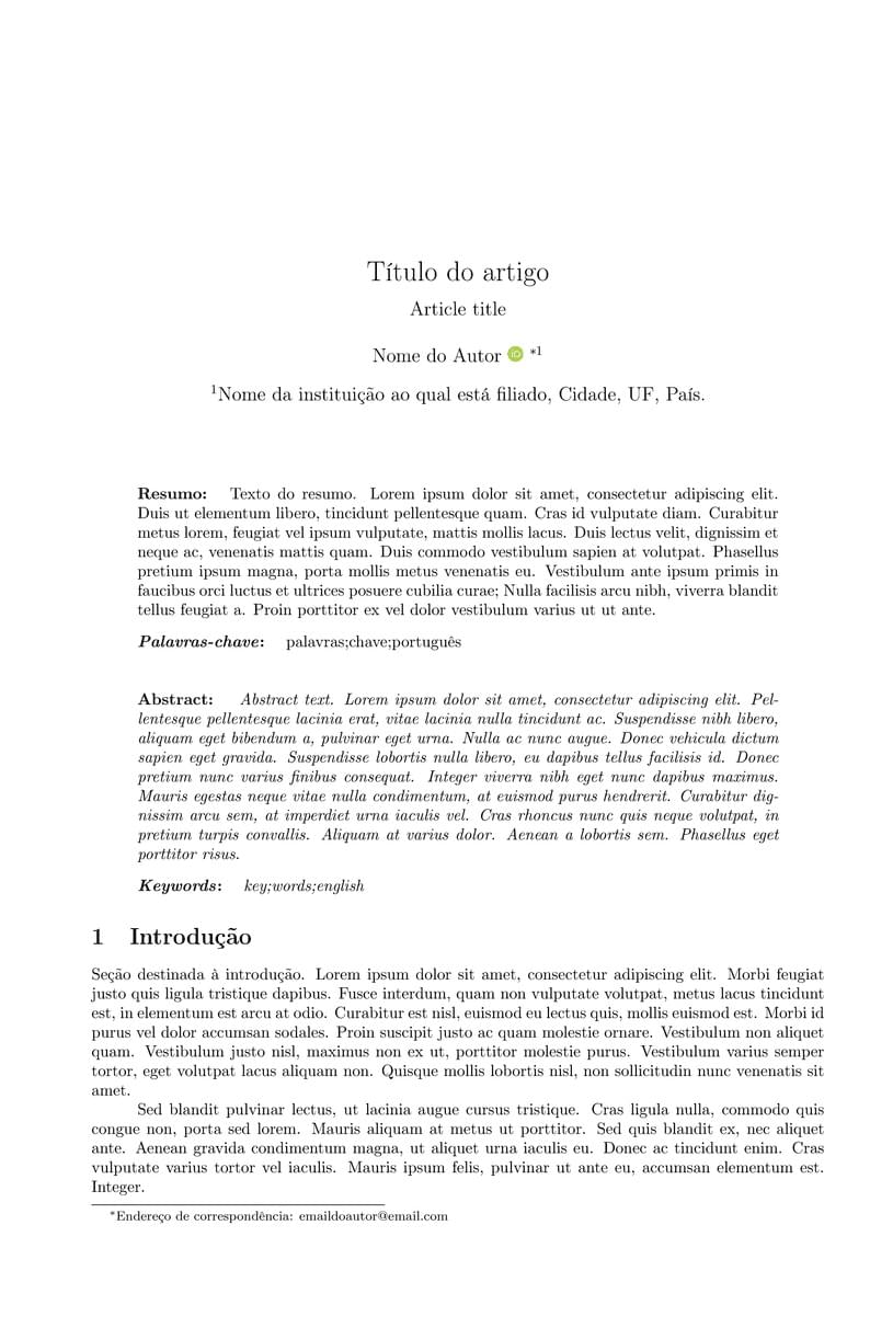 Template para artigos completos v2 - Revista Brasileira de Física