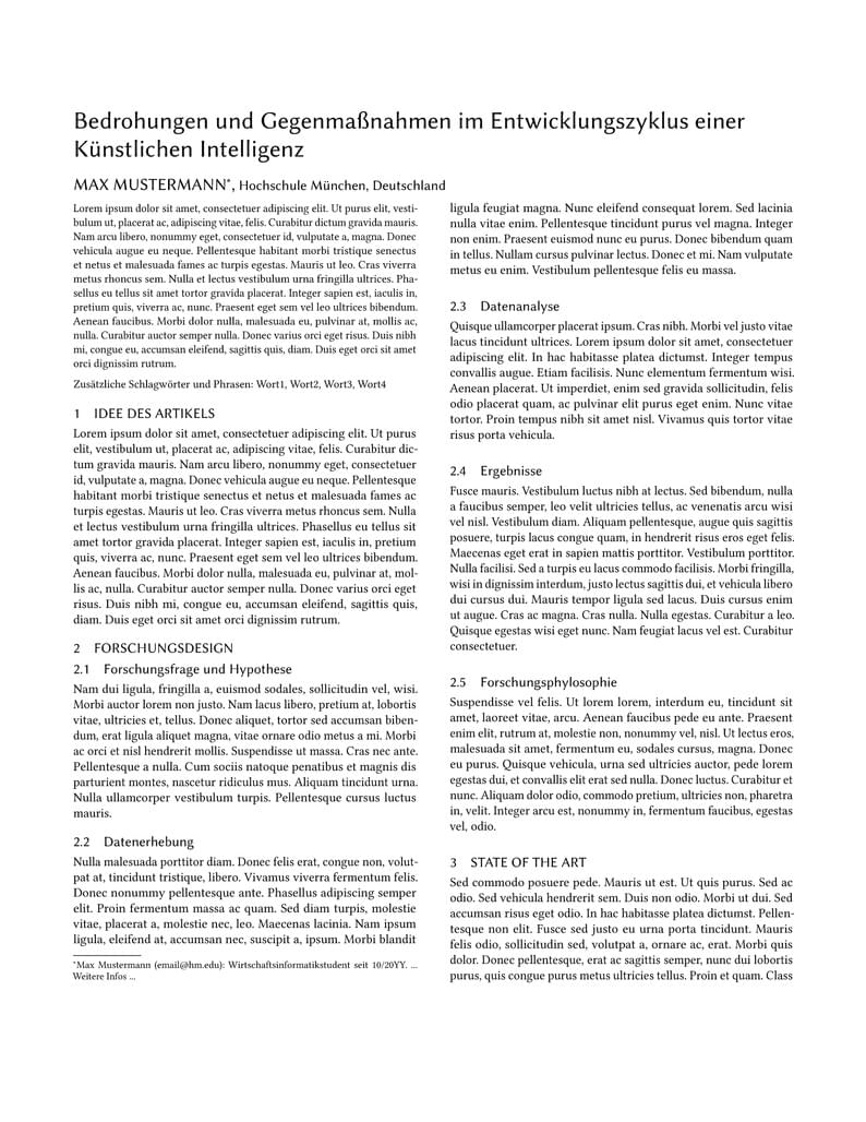 Seminar Wirtschaftsinformatik KI und KI-basierte Geschäftsmodelle an der Hochschule München