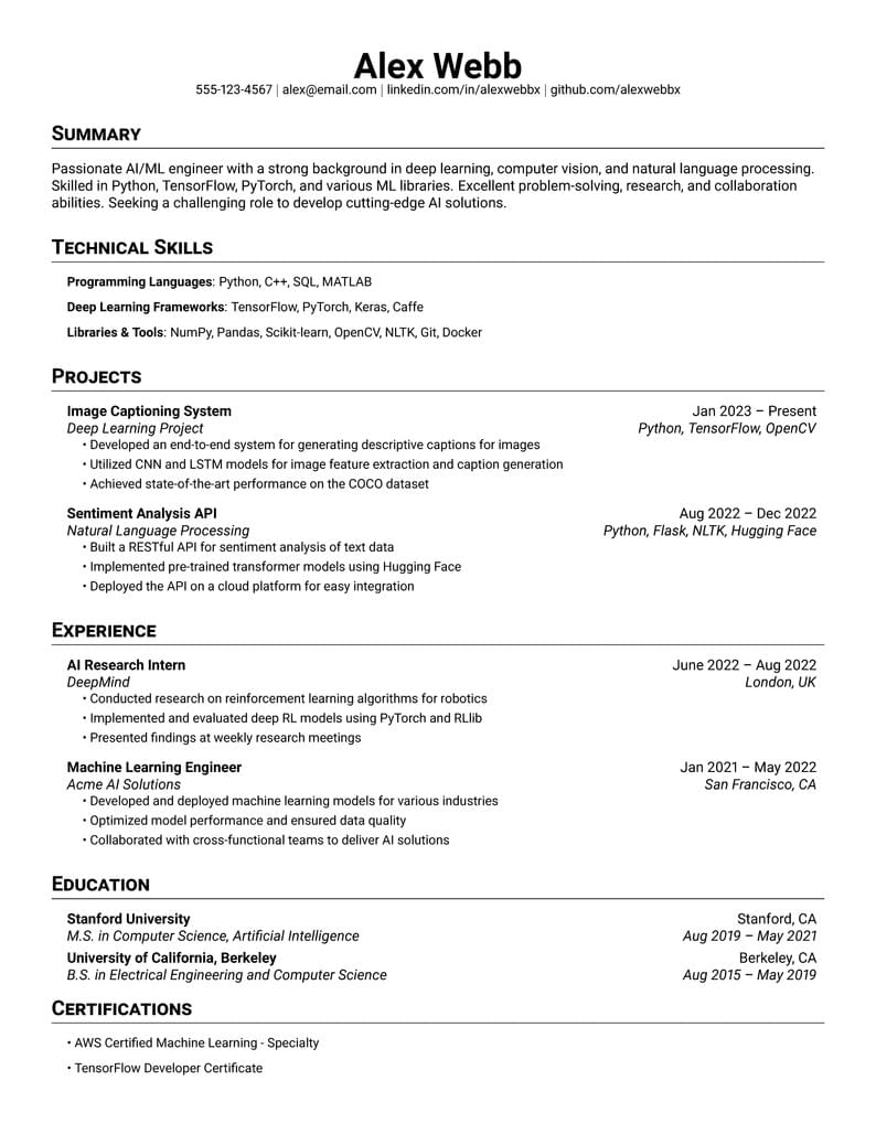ATS Friendly Technical Resume