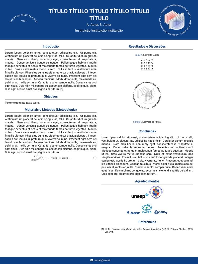 Pôster - I Congresso "Dimas Roberto Vollet"
