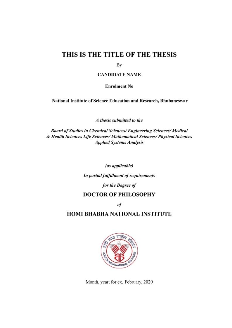 Template | NISER PhD Thesis