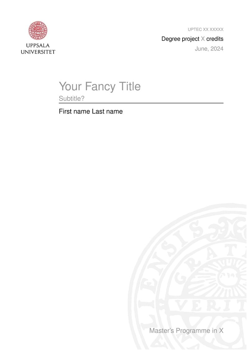 Uppsala University Thesis Template