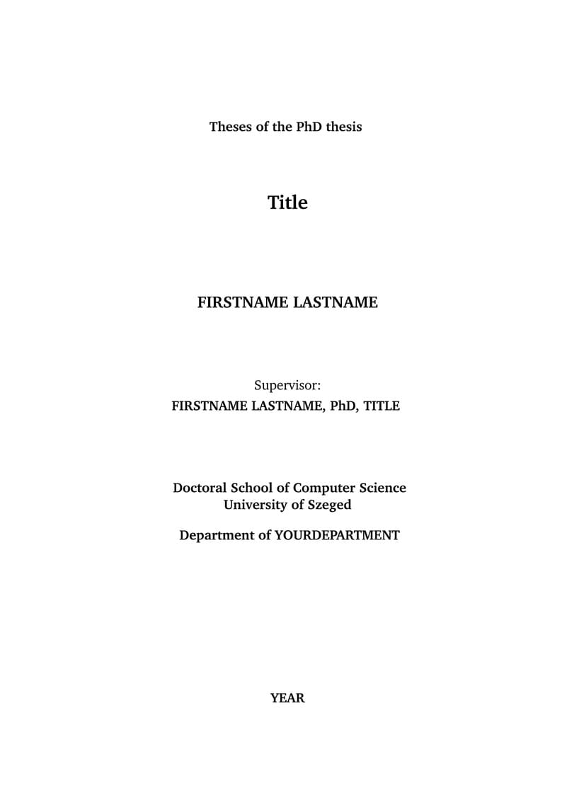 thesis booklet template - University of Szeged, Doctoral School of Computer Science