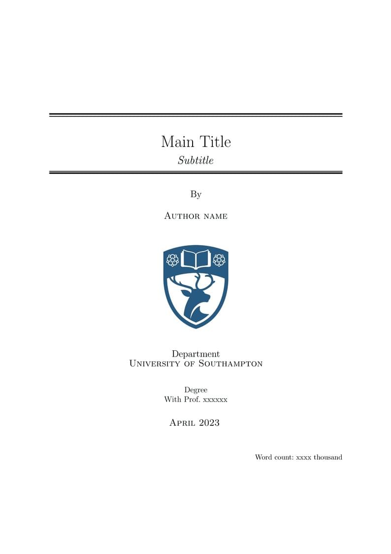 University of Southampton Thesis Template