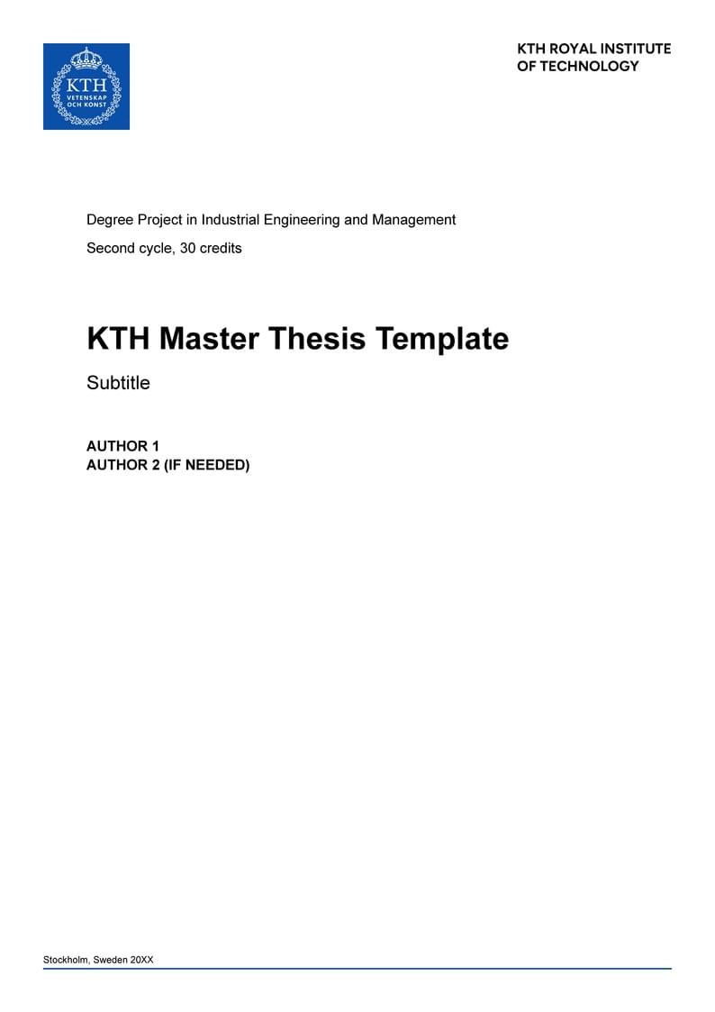 KTH Master Thesis Template at the Department of Engineering Design