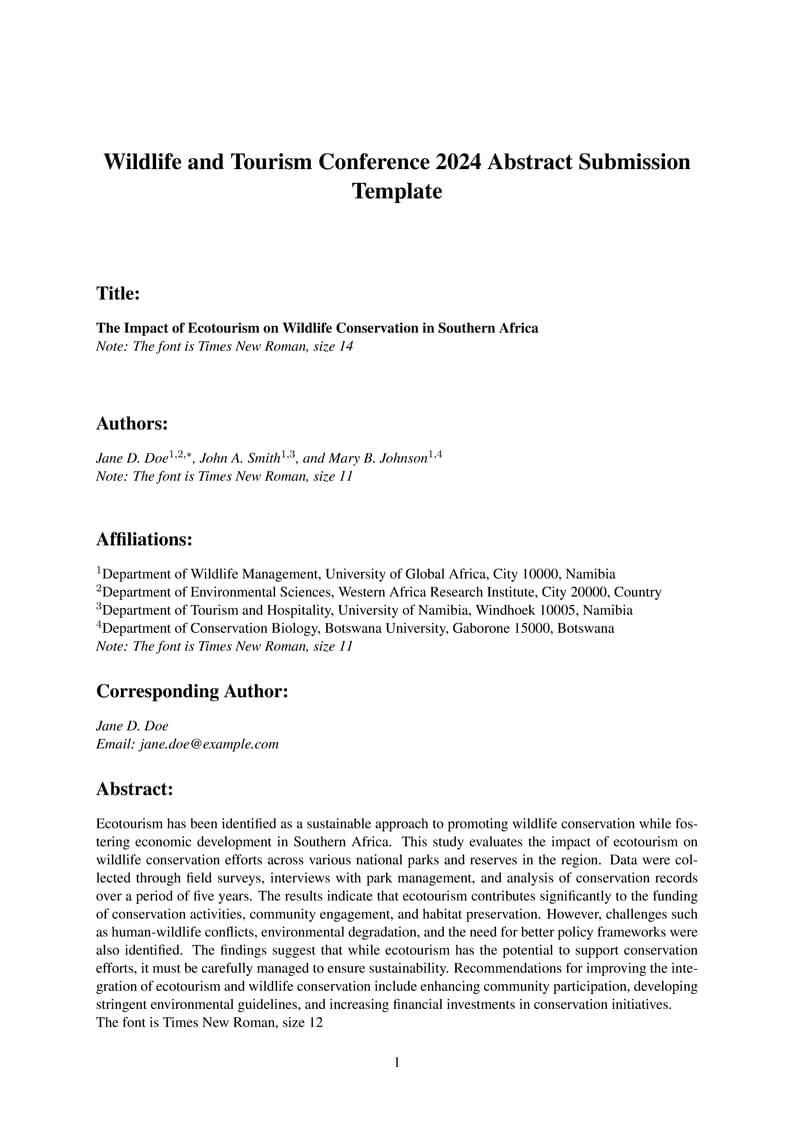 Wildlife Management and Tourism Conference 2024 (WMTC24)