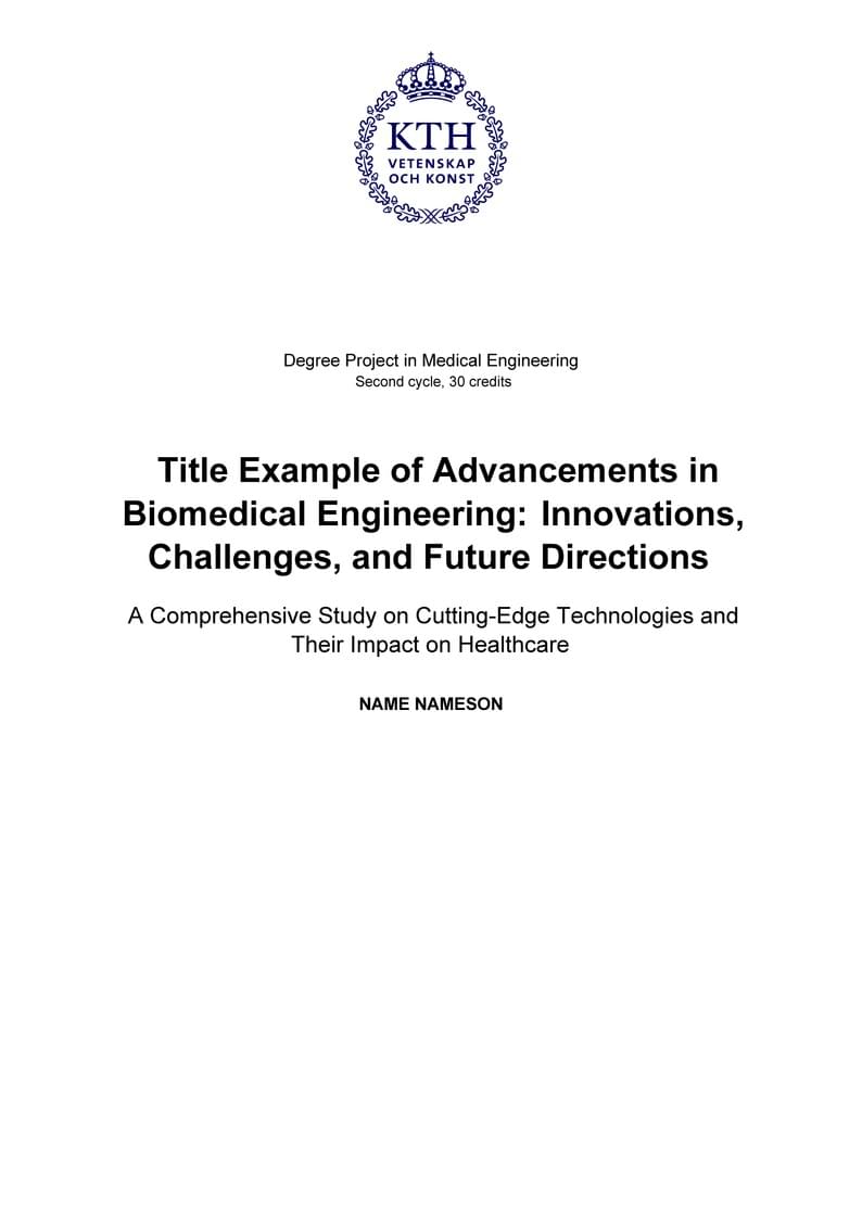 KTH thesis template for 1st and 2nd cycle degree projects