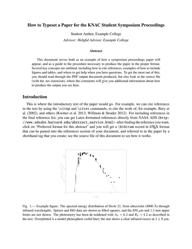 KNAC Summer Student Proceedings Template and Guide