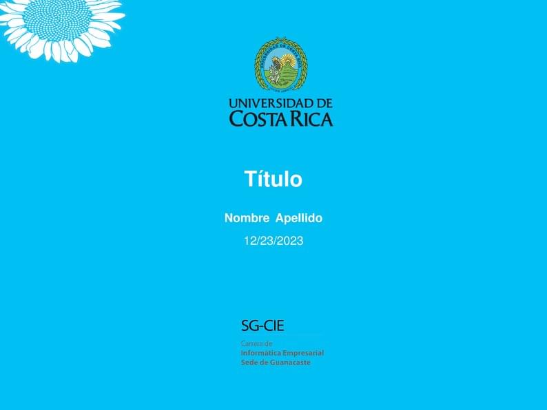 Universidad de Costa Rica, sede Guanacaste, carrera Informática Empresarial, Beamer