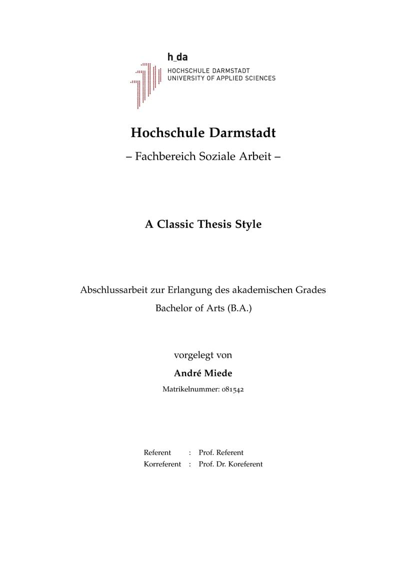 Hochschule Darmstadt Thesis Template Soziale Arbeit
