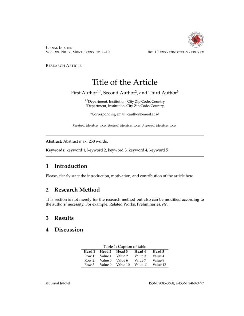 INFOTEL Journal Template