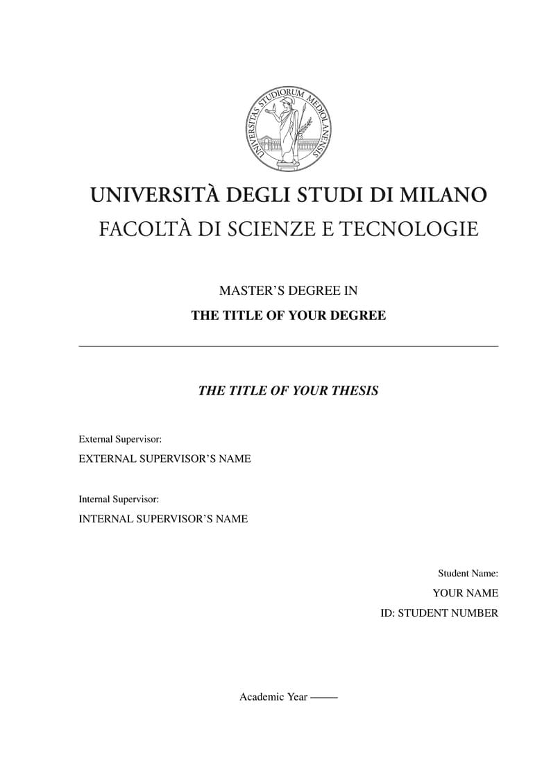 Master's Thesis Template for Faculty of Science and Technology at UniMi