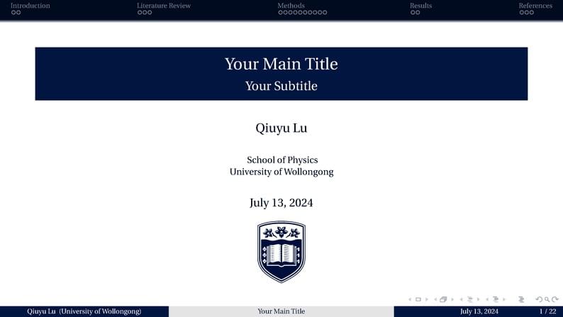 Beamer template for University of Wollongong