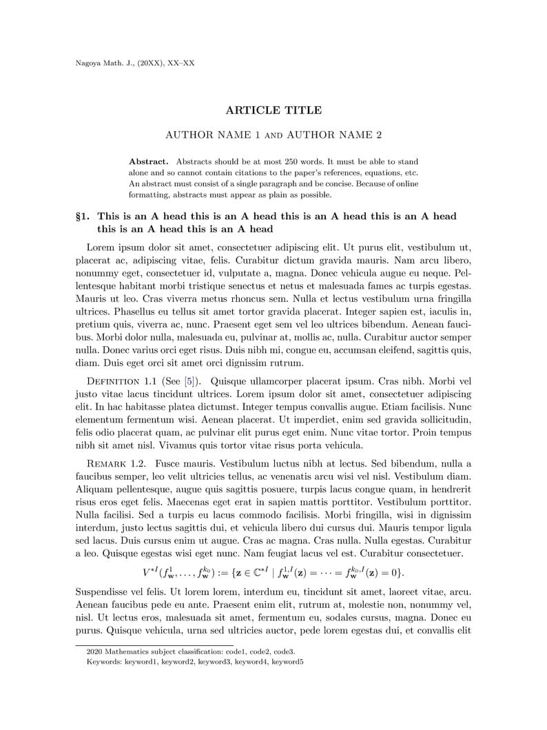 Nagoya Mathematical Journal