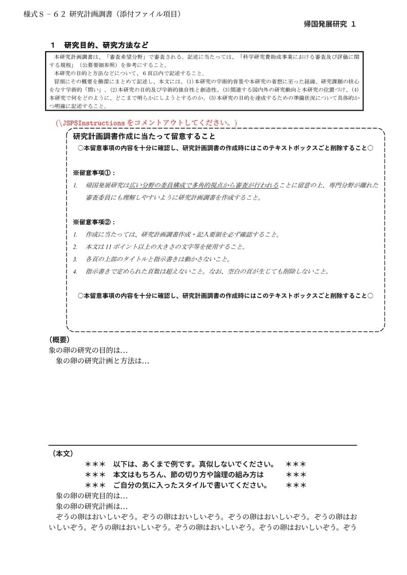 科研費LaTeX | 日本学術振興会 2024年夏応募分 | 国際共同研究加速基金(帰国発展研究)(2024年度用) | 2024.07.16