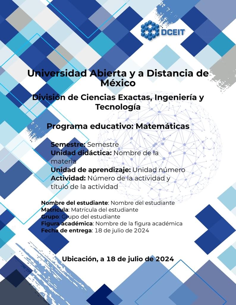 Actividades para la Licenciatura en Matemáticas - UnADM
