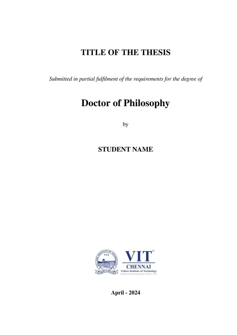 VIT Chennai PHD Thesis 2024