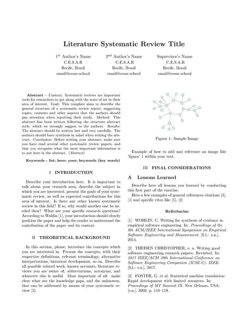 Literature Systematic Review - LSR Template