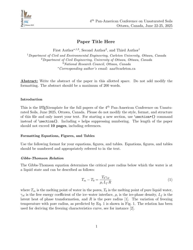 4th Pan American Conference on Unsaturated Soils, Ottawa, 2025