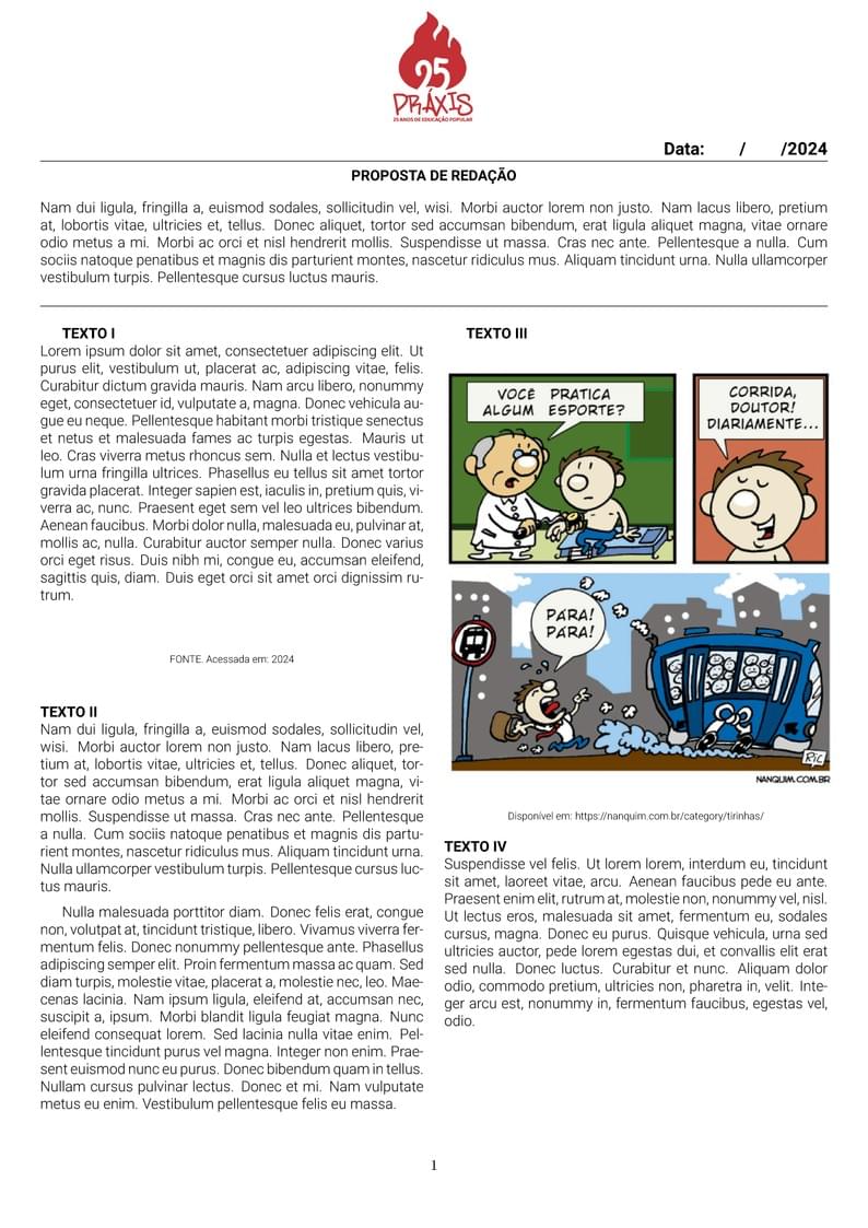 Template para simulado estilo ENEM