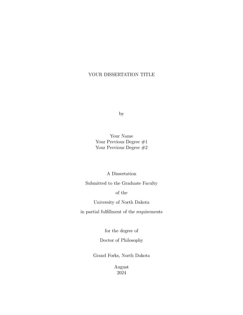Thesis Template for University of North Dakota (UND)
