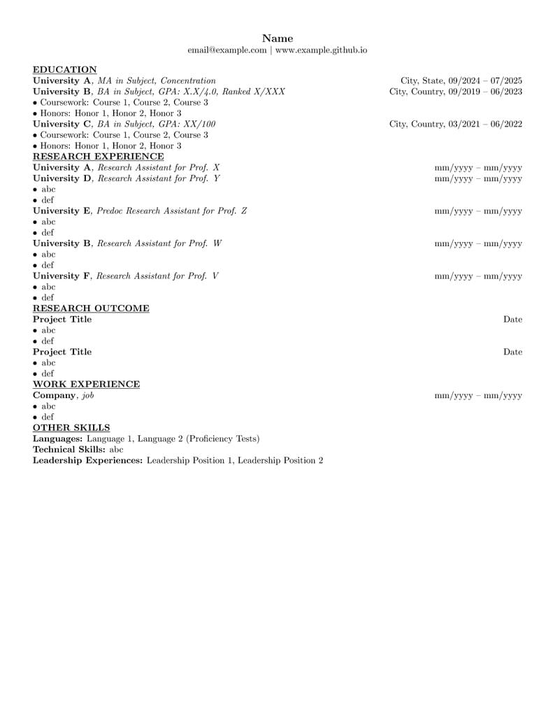 Very compact resume template