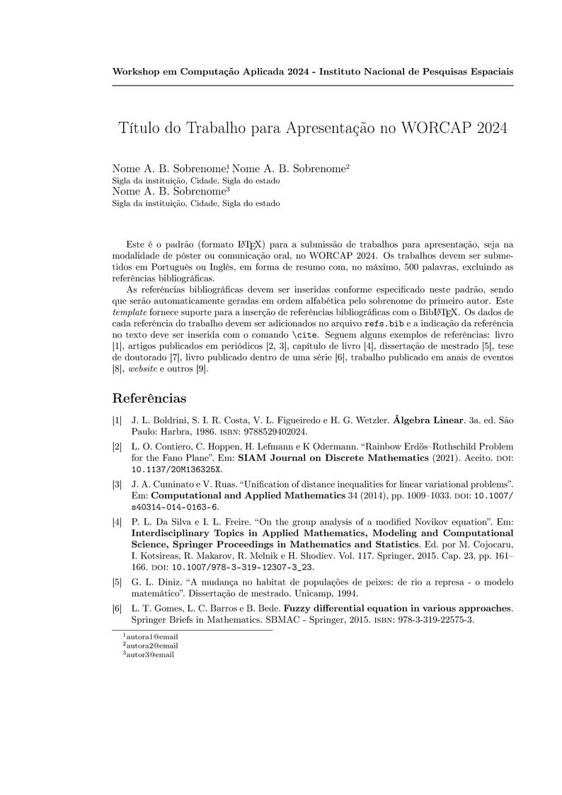 Modelo para Submissão de Resumos para o WORCAP 2024