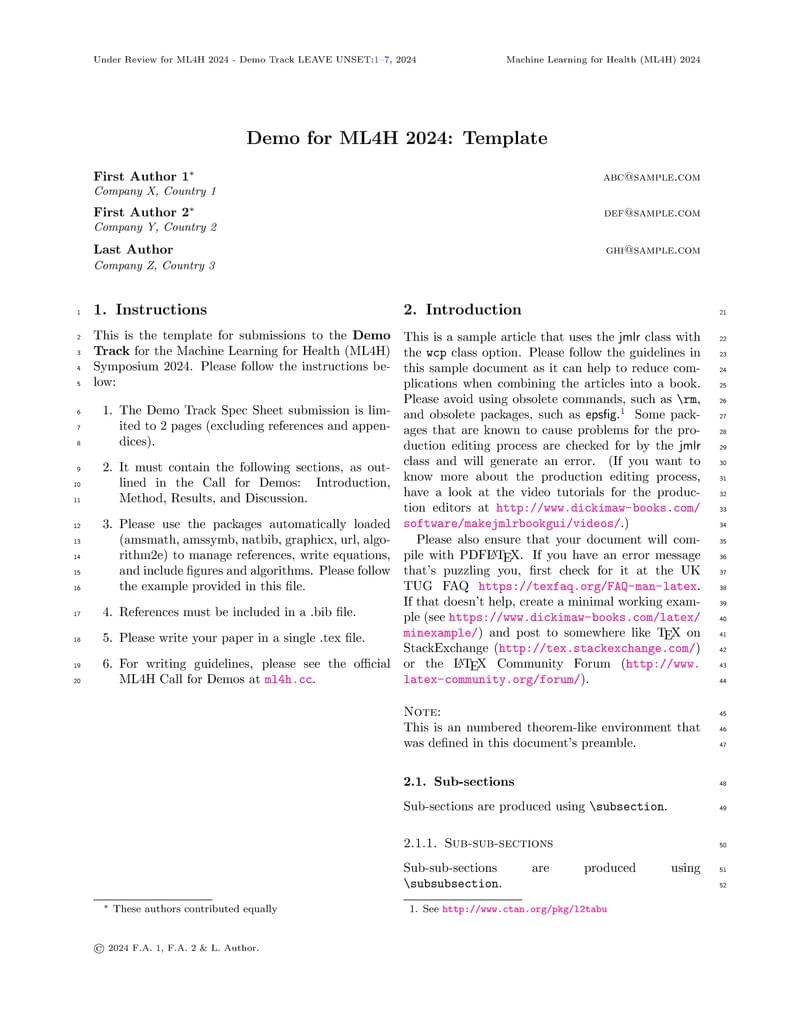 ML4H 2024 Demo Template