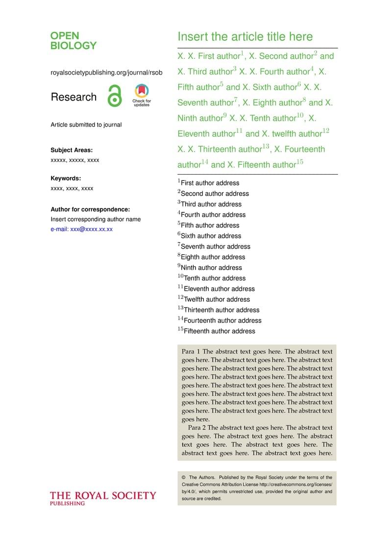The Royal Society Open Biology