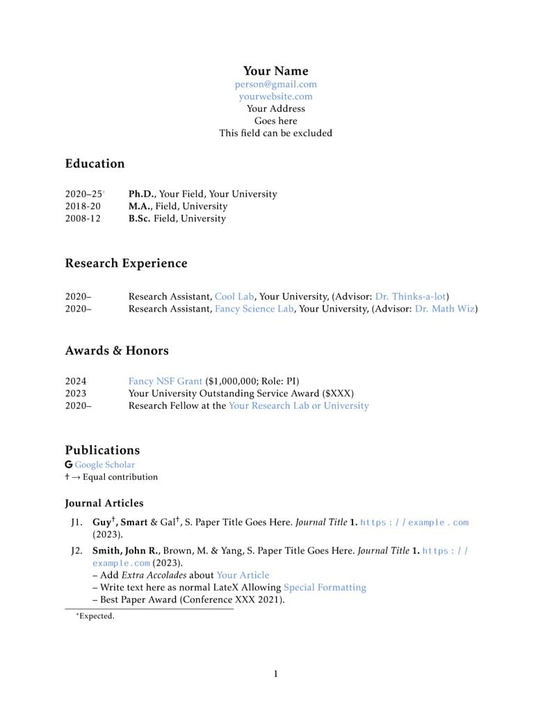 Clean Academic CV Template