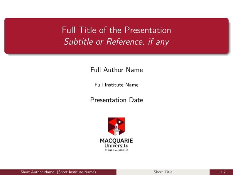 Macquarie University Beamer Template
