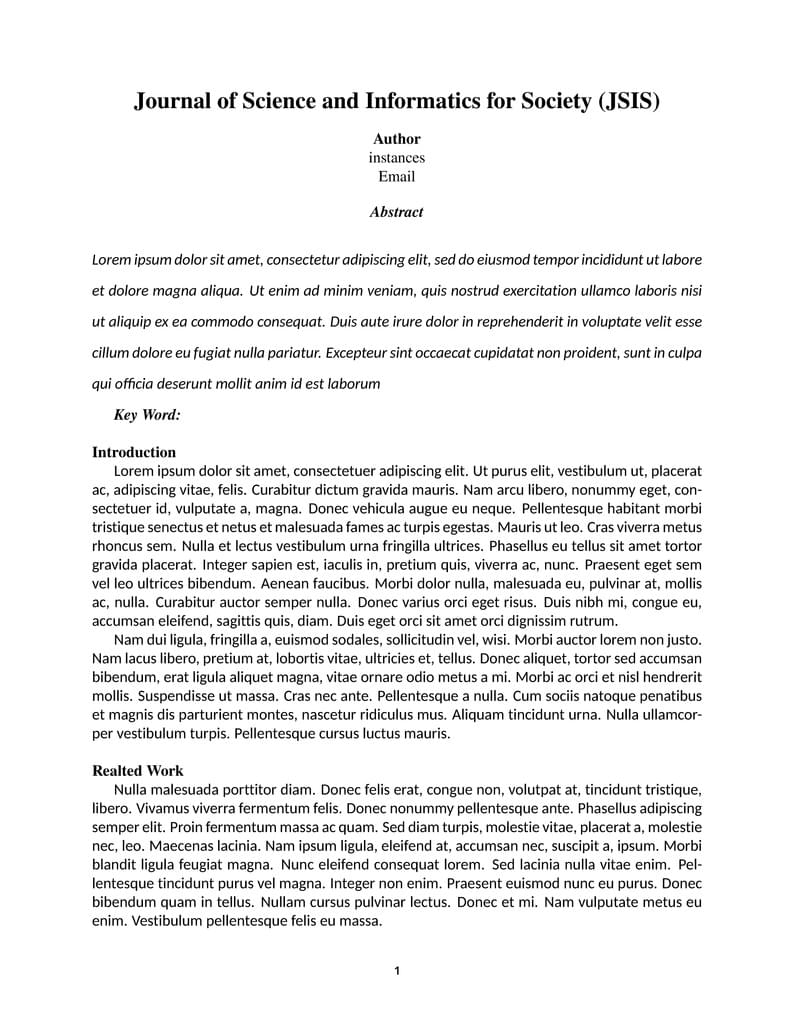 Journal of Science and Informatics for Society (JSIS)