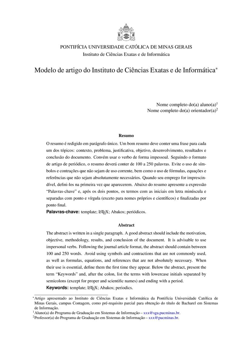 Modelo de Artigo - ICEI PUC Minas (vs 2024)