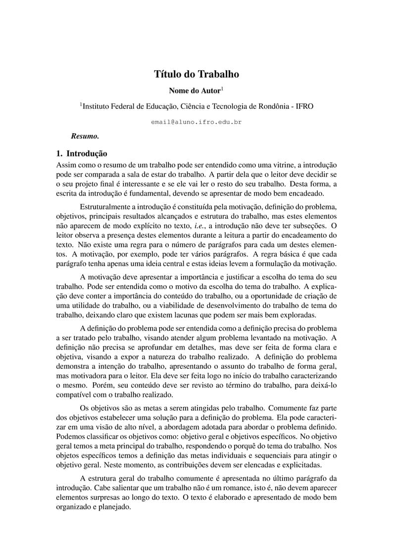 IFRO - DPCT - Modelo Artigo