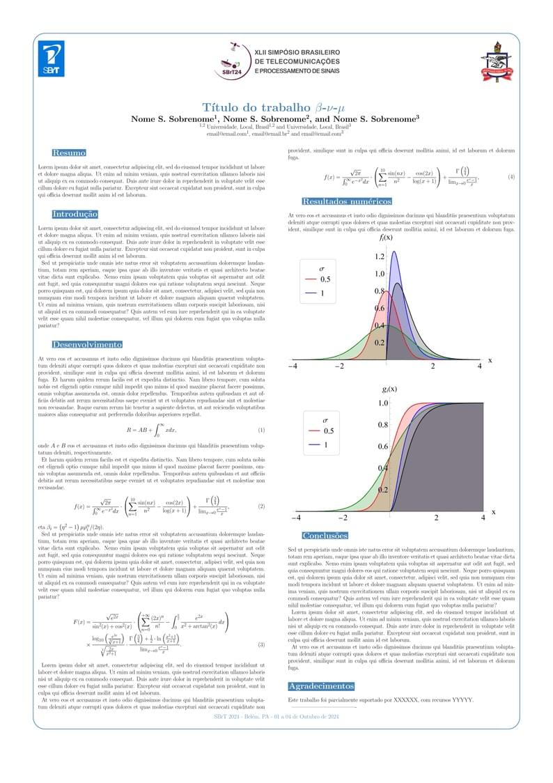 Modelo de Pôster para o SBrT 2024
